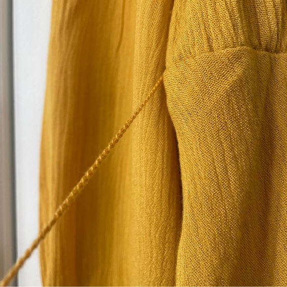 Eloquii Mustard Yellow Lace  Pom Fit & Flare Belted Tie Dress - Picture 12 of 12